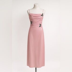 True Vintage 90s Pink Slip Dress w/ Appliqué Butterflies – Fairycore Coquette M